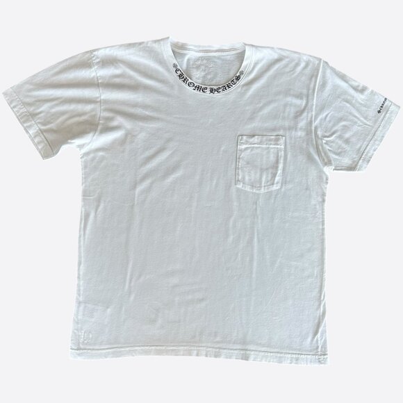 Chrome Hearts White & Black Neck Logo T-Shirt - Picture 1 of 7